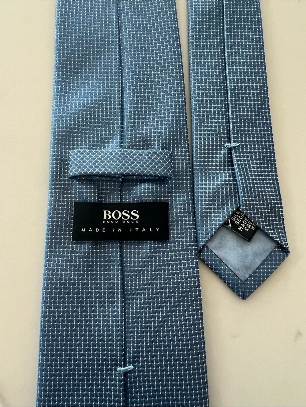 Hugo Boss Light Blue/White Micro-Pattern Silk Tie